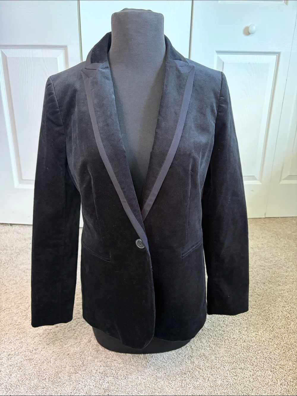 J Crew Factory Black Velvet Single-Button Women's Blazer Size 4 NWT